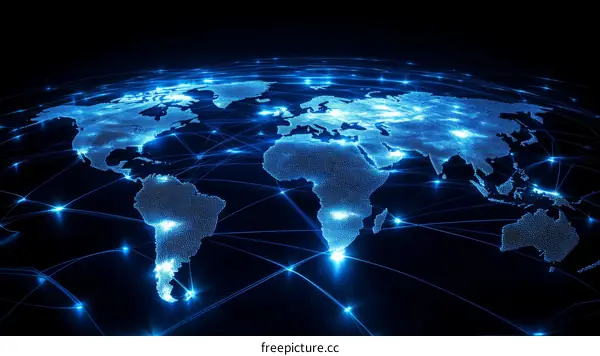 Global Network Connections World Map Illustration