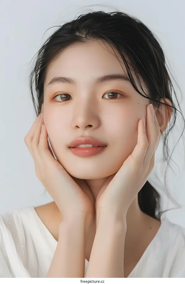 Beautiful Asian Woman With Clean Skin and Long Black Hair