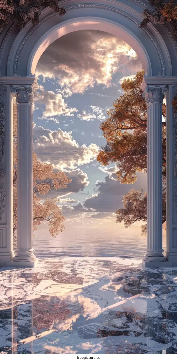 A Serene Archway to a Heavenly Landscape