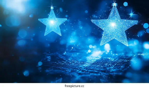 Sparkling Blue Star Festive Background