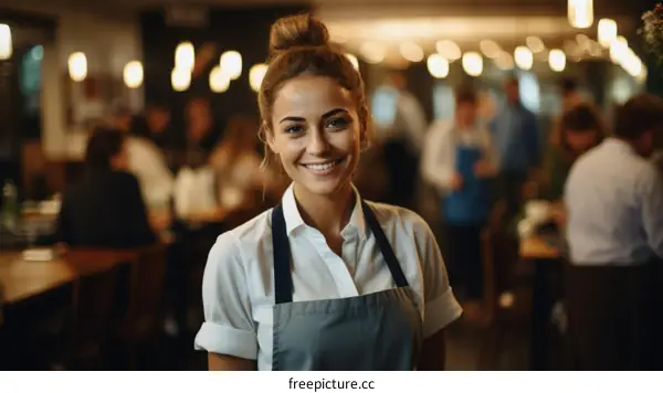 Portrait of a smiling waitress in a restaurant