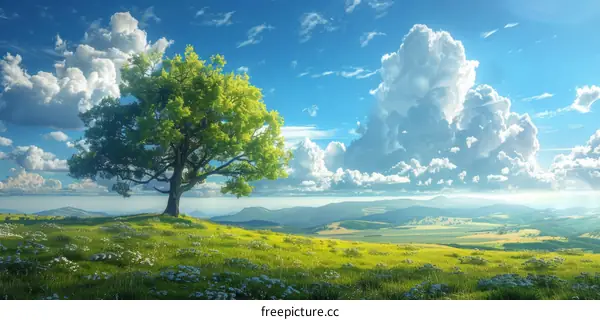 Green Rolling Hills and Blue Sky