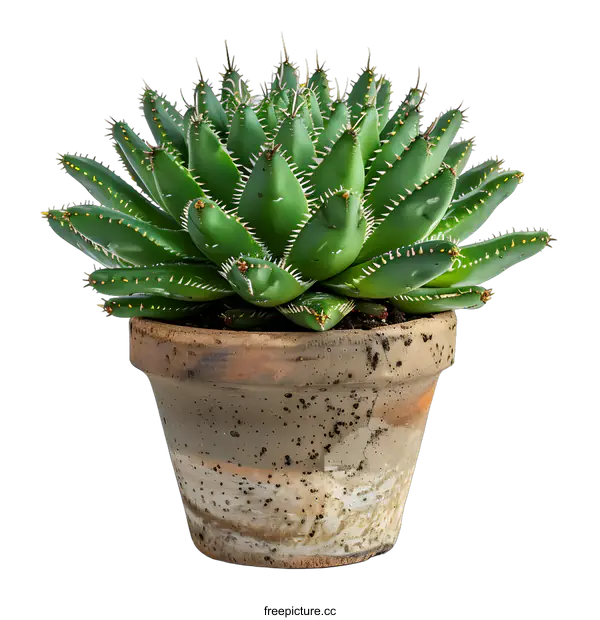 [Transparent Background PNG]Green succulent plant in a terracotta pot