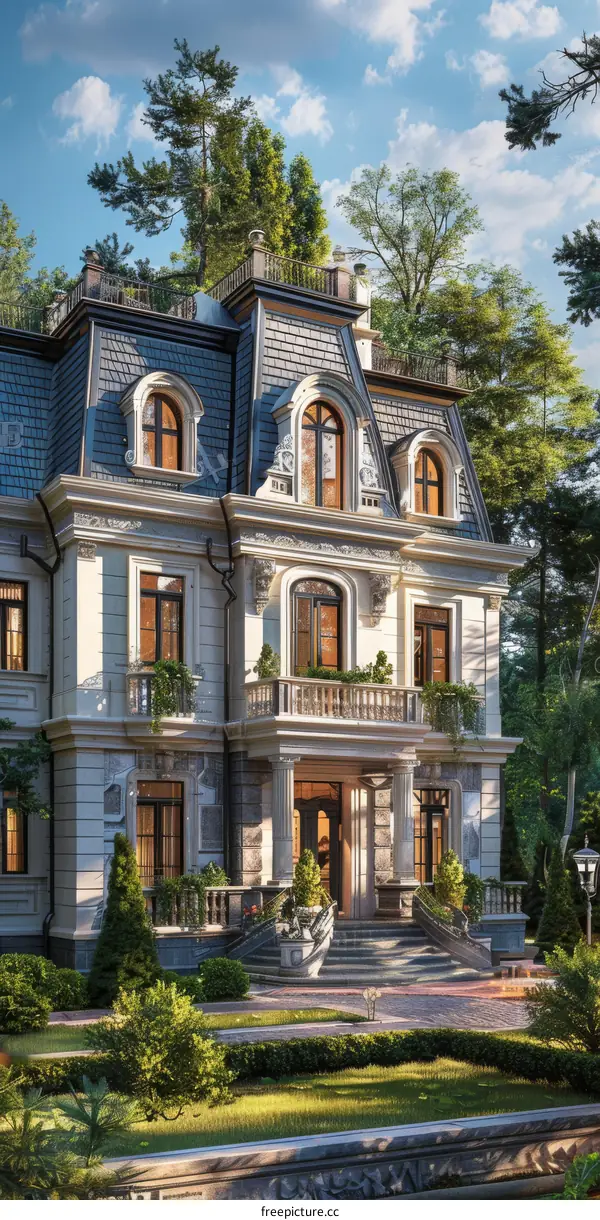 Elegant European Mansion Exterior Design