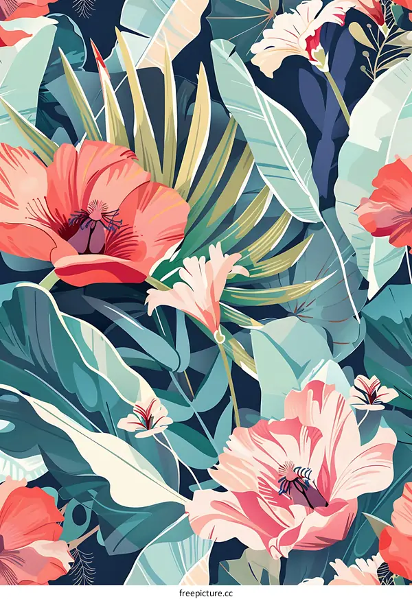 Tropical Floral Pattern Seamless Design