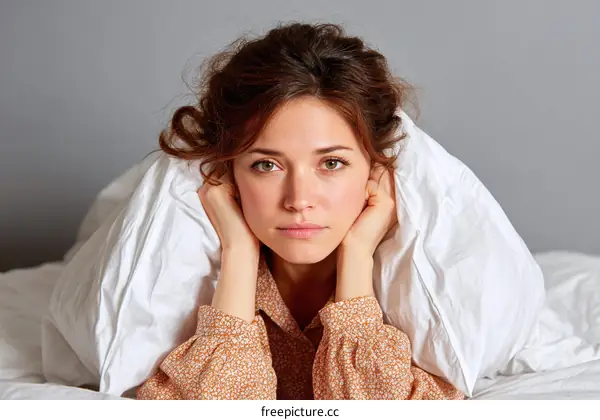 Woman Relaxing with a Pillow Over Her Ears