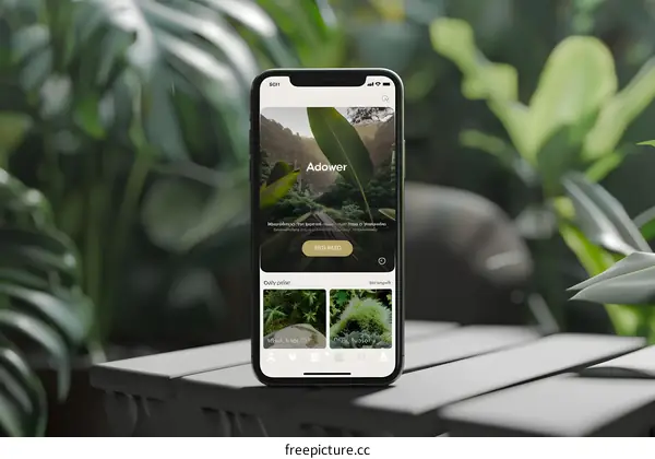 Mobile App Interface With Green Nature Background