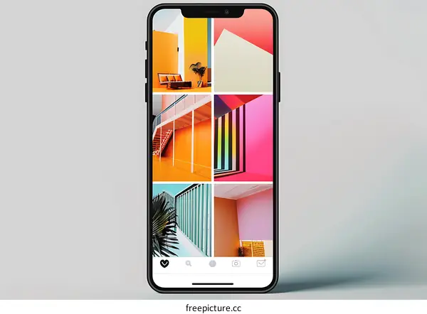 Smartphone with Colorful Collage of Images