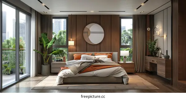 Modern Bedroom Interior Design with Wooden Accents