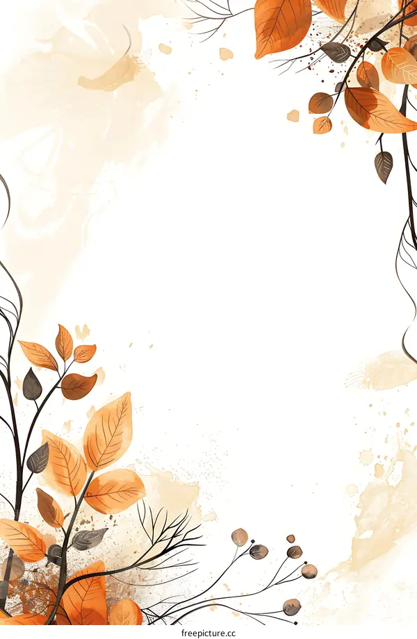Autumn Leaves Watercolor Background Illustration