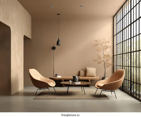 Modern Beige Living Room Interior Design