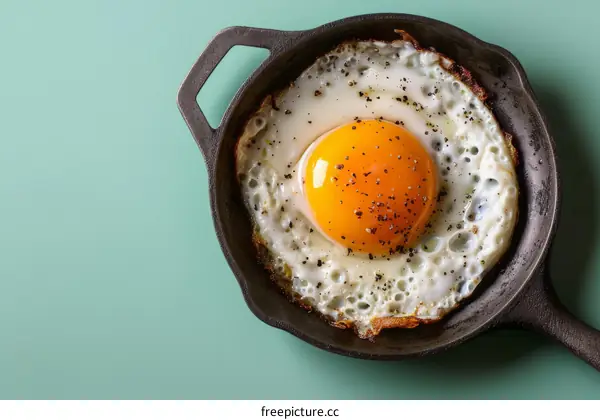 Fried egg in a cast iron skillet