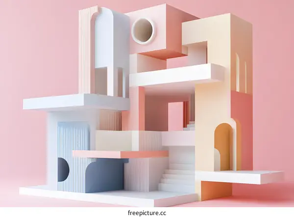 Abstract 3D Architecture Minimalist Design Geometric Shapes