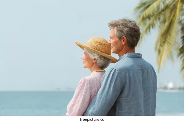 Elderly Couple Enjoying a Seaside View