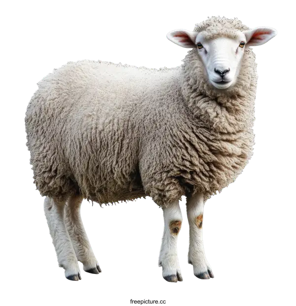 [Transparent Background PNG]Close-up of a Sheep with Fluffy Wool