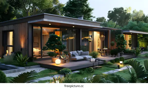 House in the woods built with modern materials