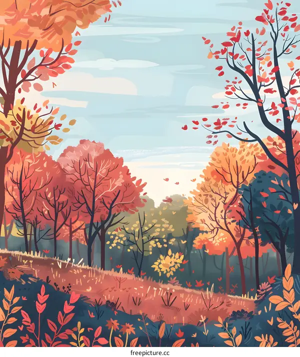 Autumn Forest Landscape Illustration