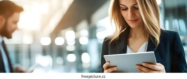 Businesswoman Using Tablet in Office