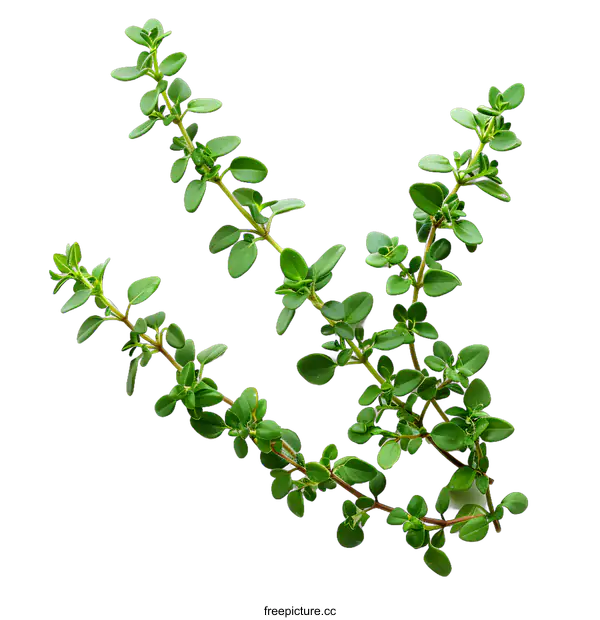 [Transparent Background PNG]Fresh Thyme Sprigs on White