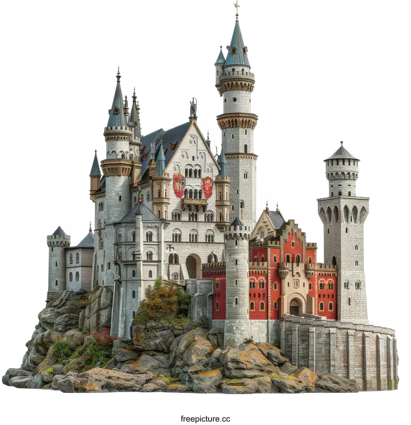 [Transparent Background PNG]Medieval castle on a cliff