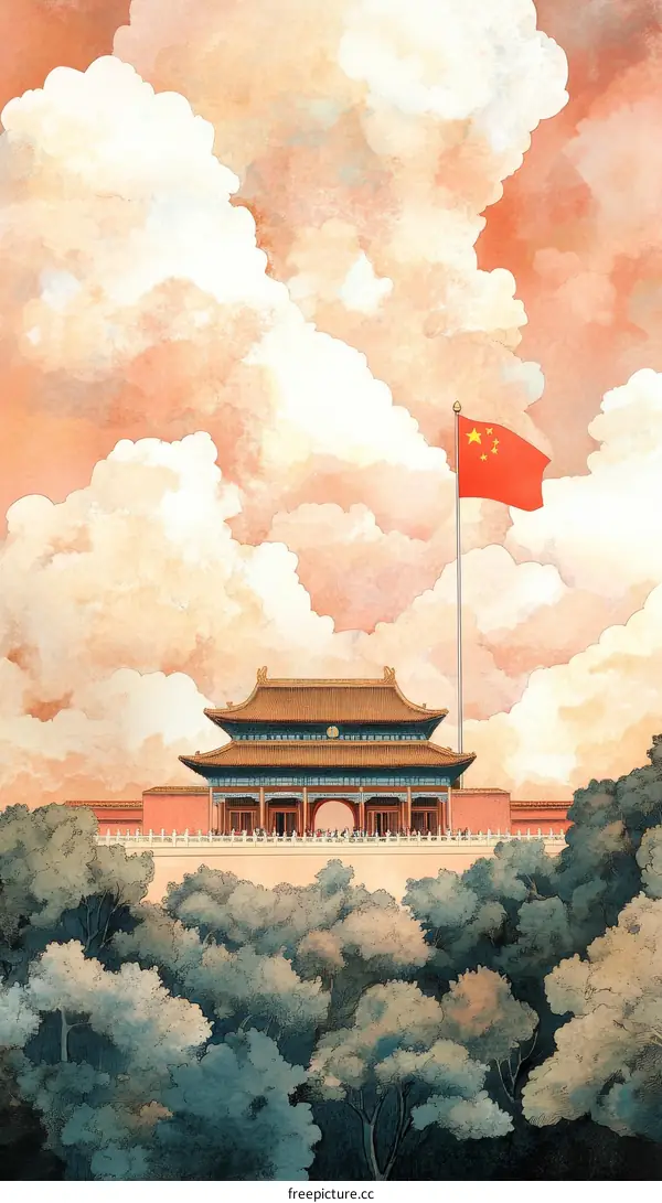 Majestic Forbidden City under a Cloudy Sky