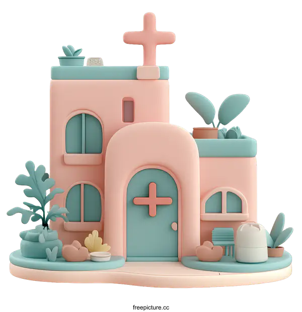 [Transparent Background PNG]Cute Cartoon Hospital Building Illustration