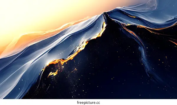 Abstract Mountain Landscape with Liquid Paint Effect