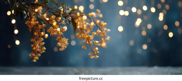 Golden Floral Arrangement Against a Bokeh Background
