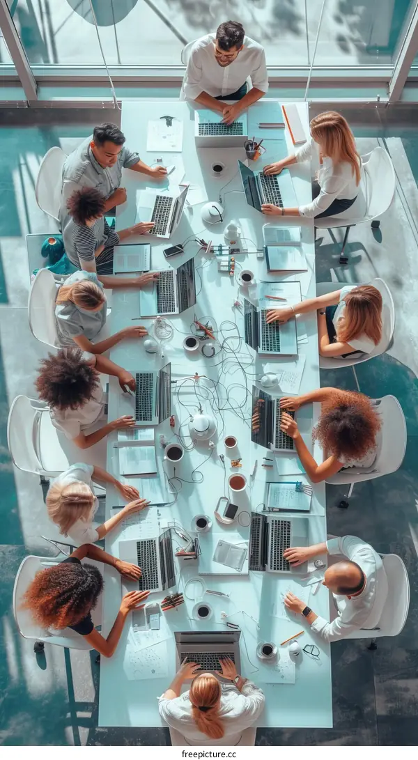 A group of people working together in an office