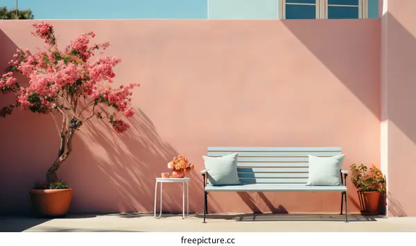 Pink Bougainvillea Tree in a Sunny Courtyard