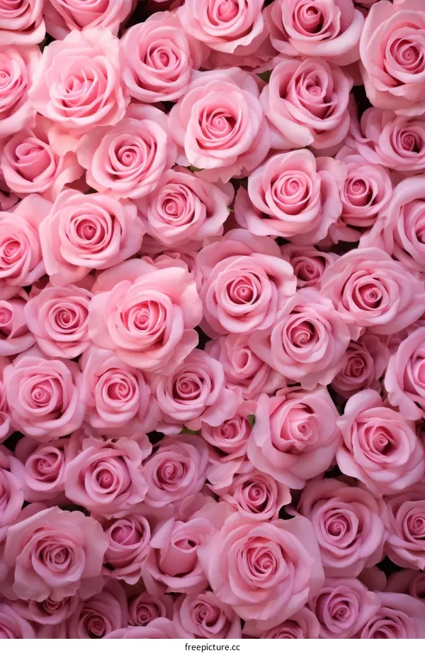 A field of pink roses