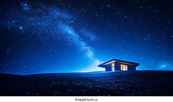 Night Sky Home on the Hilltop