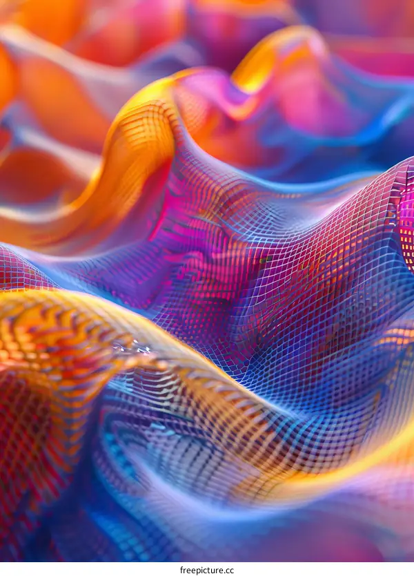 Colorful Abstract Surface with Digital Grid