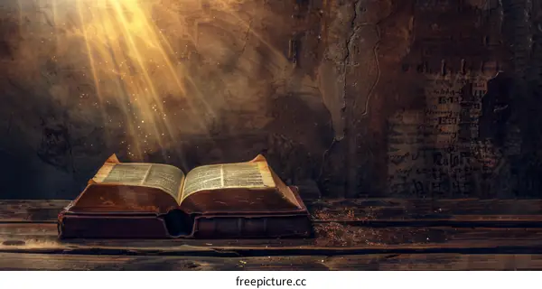 Rays of Light Illuminating an Open Bible