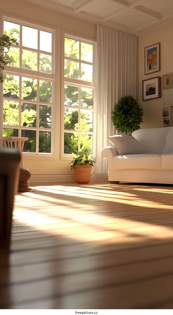 Sunlight Streaming Through Window in Living Room