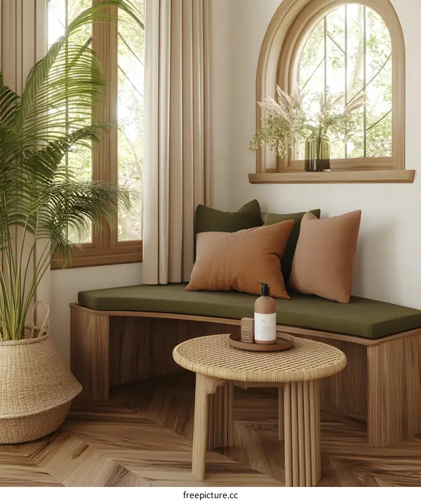 Modern Minimalist Window Seat Design with Natural Elements