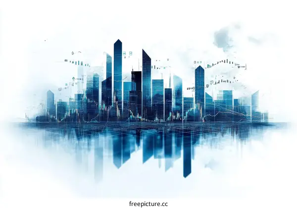 Abstract Cityscape with Data Visualization