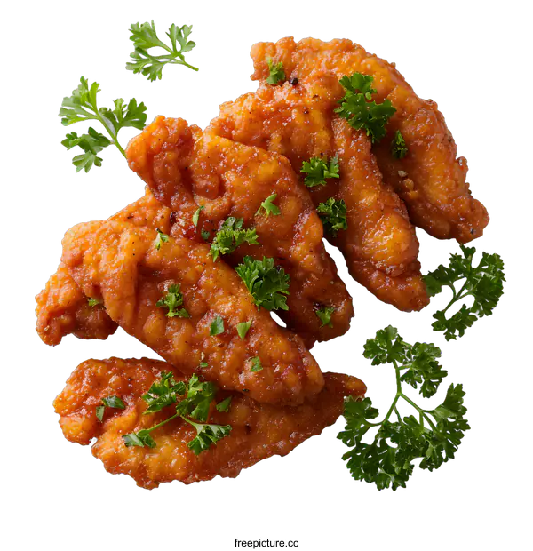 [Transparent Background PNG]Fried chicken with parsley