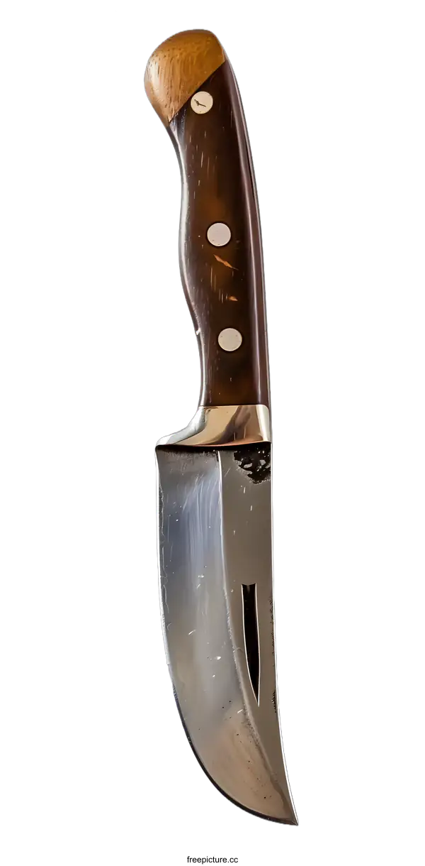 [Transparent Background PNG]Closeup of a Wooden Handled Hunting Knife