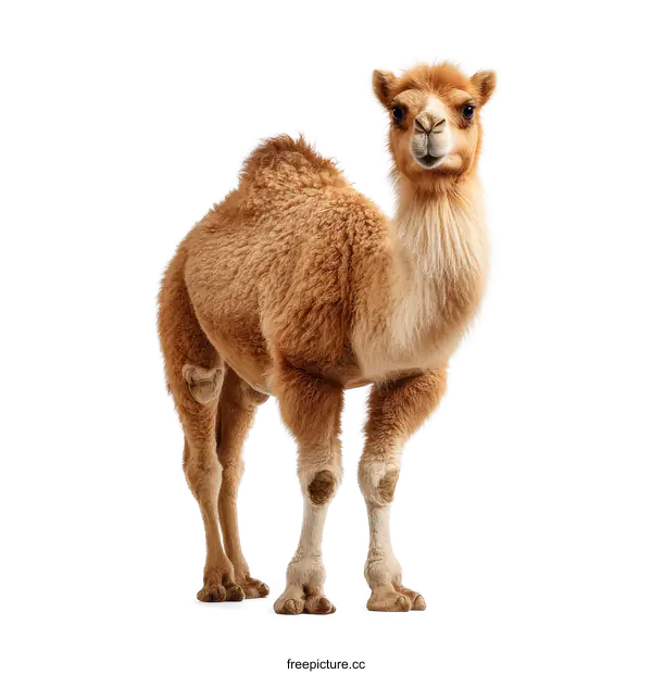 [Transparent Background PNG]Young Camel Portrait Against White Background