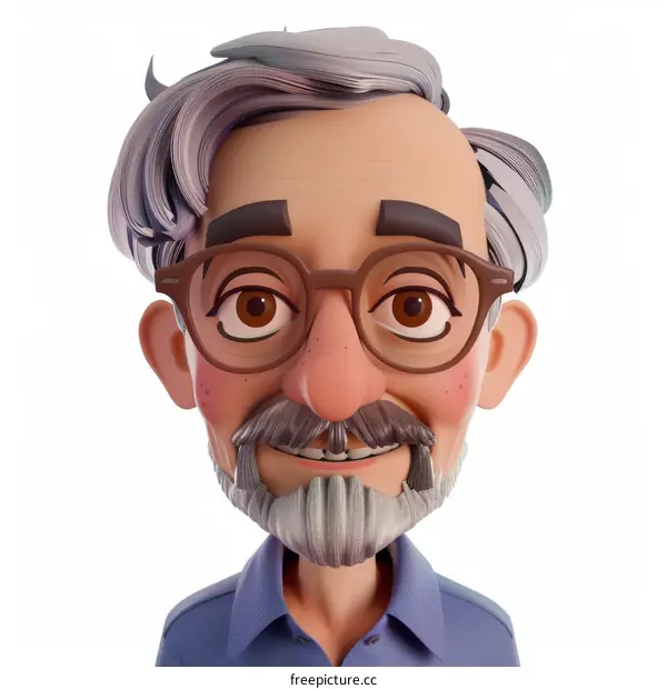 An elderly man with gray hair and a beard wearing glasses