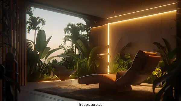 Modern Tropical Interior Design with Sunset View
