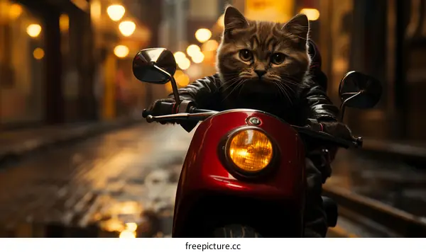 A cat riding a motorcycle