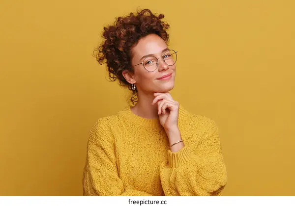 Woman in Yellow Sweater and Glasses