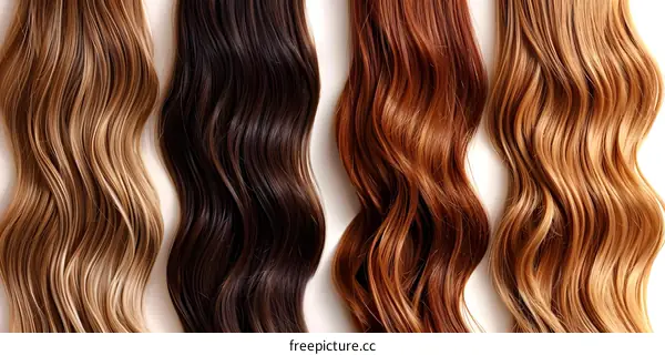 Different Hair Colors and Styles on a White Background