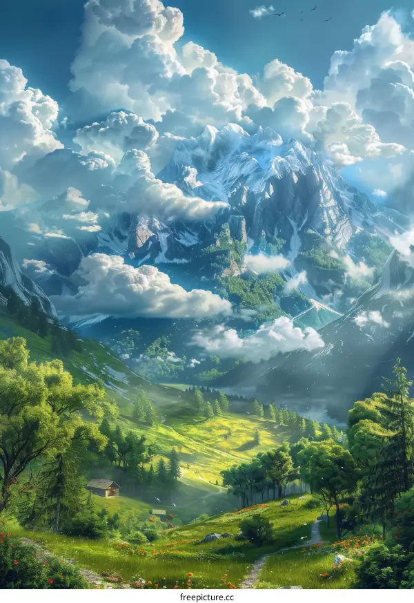 Misty Mountain Landscape: Tranquility in the Valley
