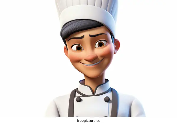 An illustration of a young chef smiling