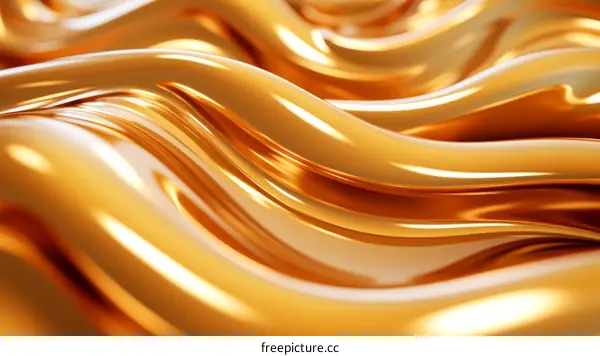 Golden Waves 3D Illustration