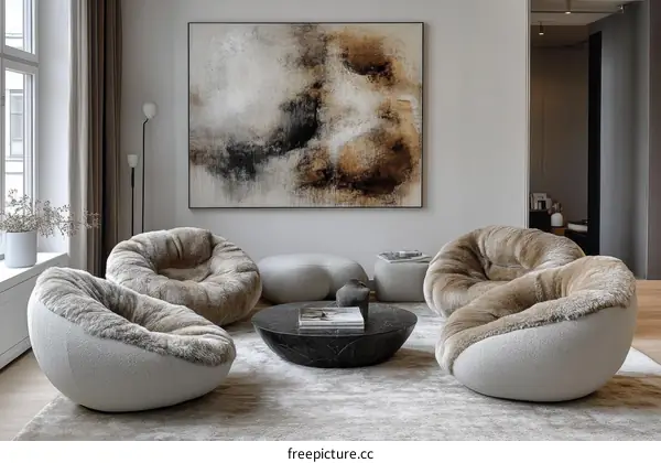 Modern Living Room Interior Design with Abstract Art