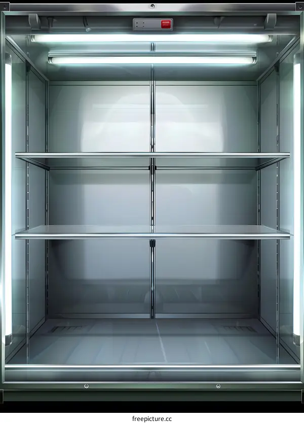 Empty Glass Cabinet With Three Shelves